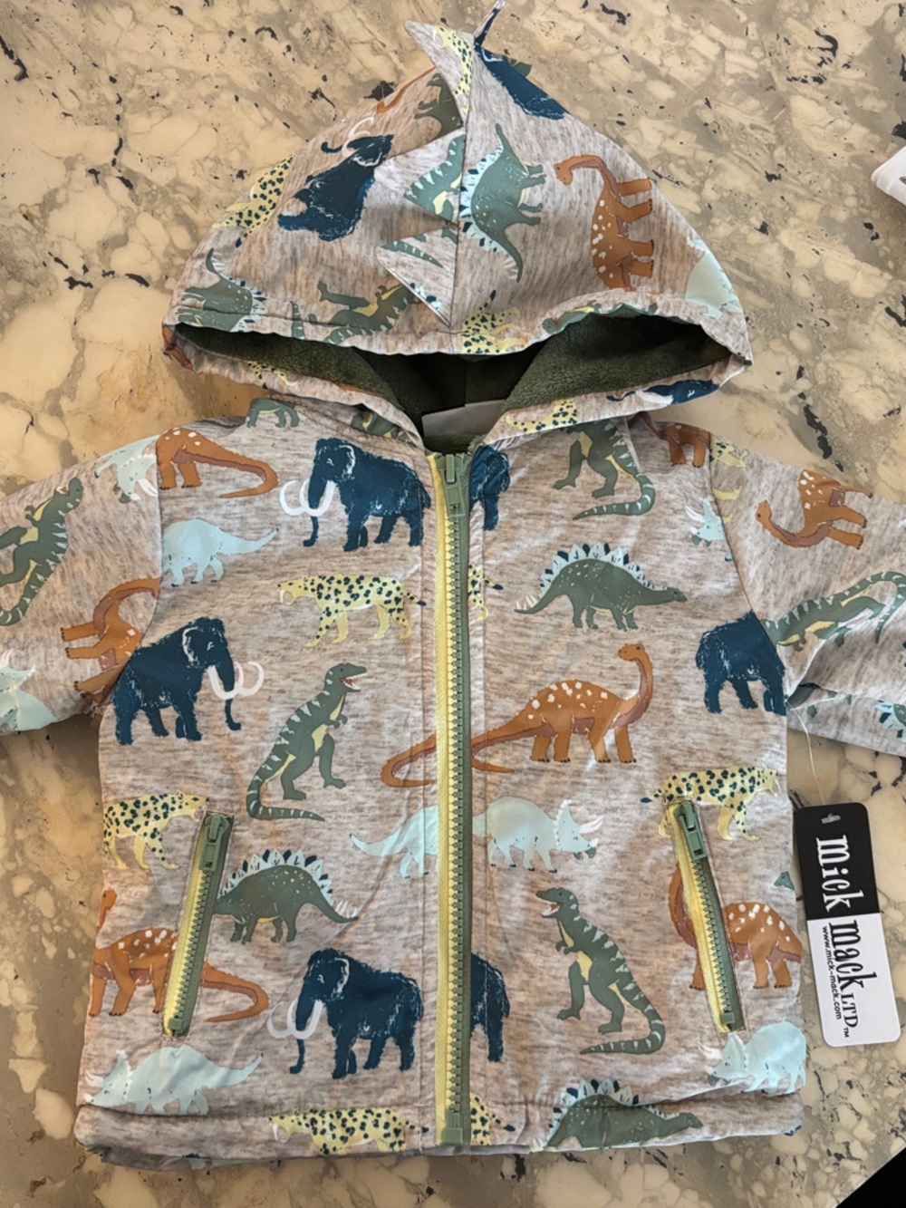 Mick Mack Kids' Hooded Dinosaur Print Jacket - Multi Green
